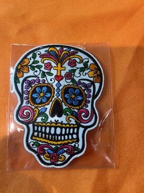 Colorful Sugar Skull Embroidered Patch - Multicolor
